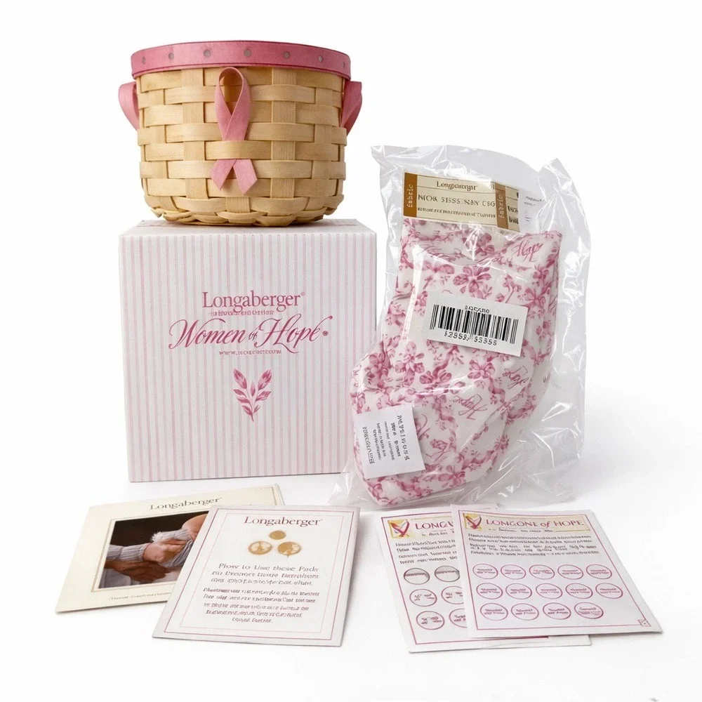 Longaberger 2006 Horizon of Hope Basket Set Pink Ribbon ACS Complete w Box